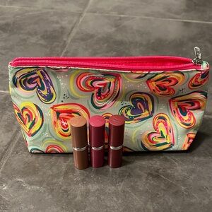 Clinique Lipstick Trip with Hearts Makeup Bag